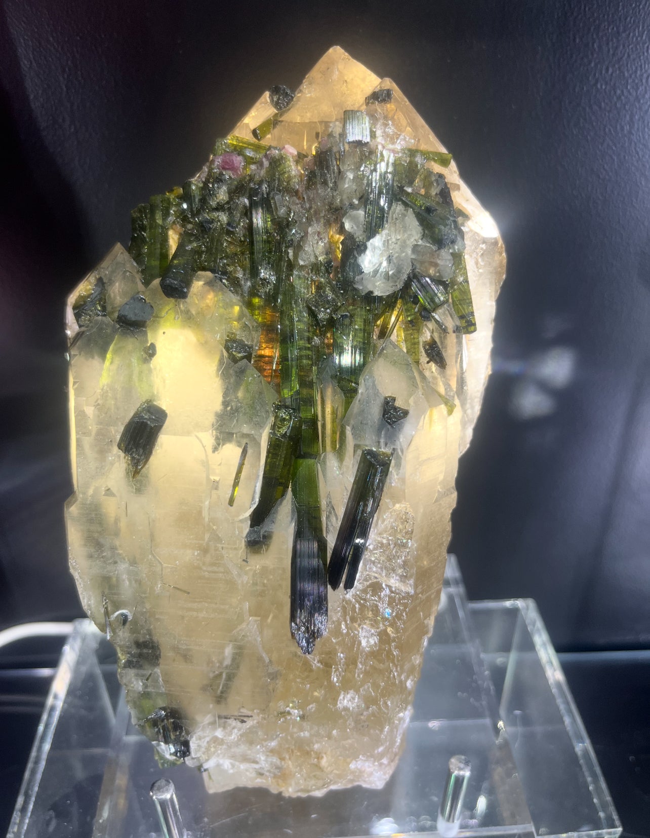 Green Tourmaline in Quartz